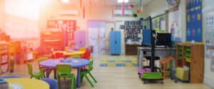 Nursery classroom school background. Class room for children students or nursery kids.